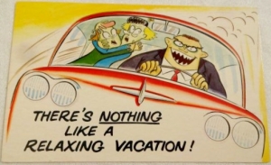 Family driving vacation fun postcard from Chelles Treasure via Pinterest